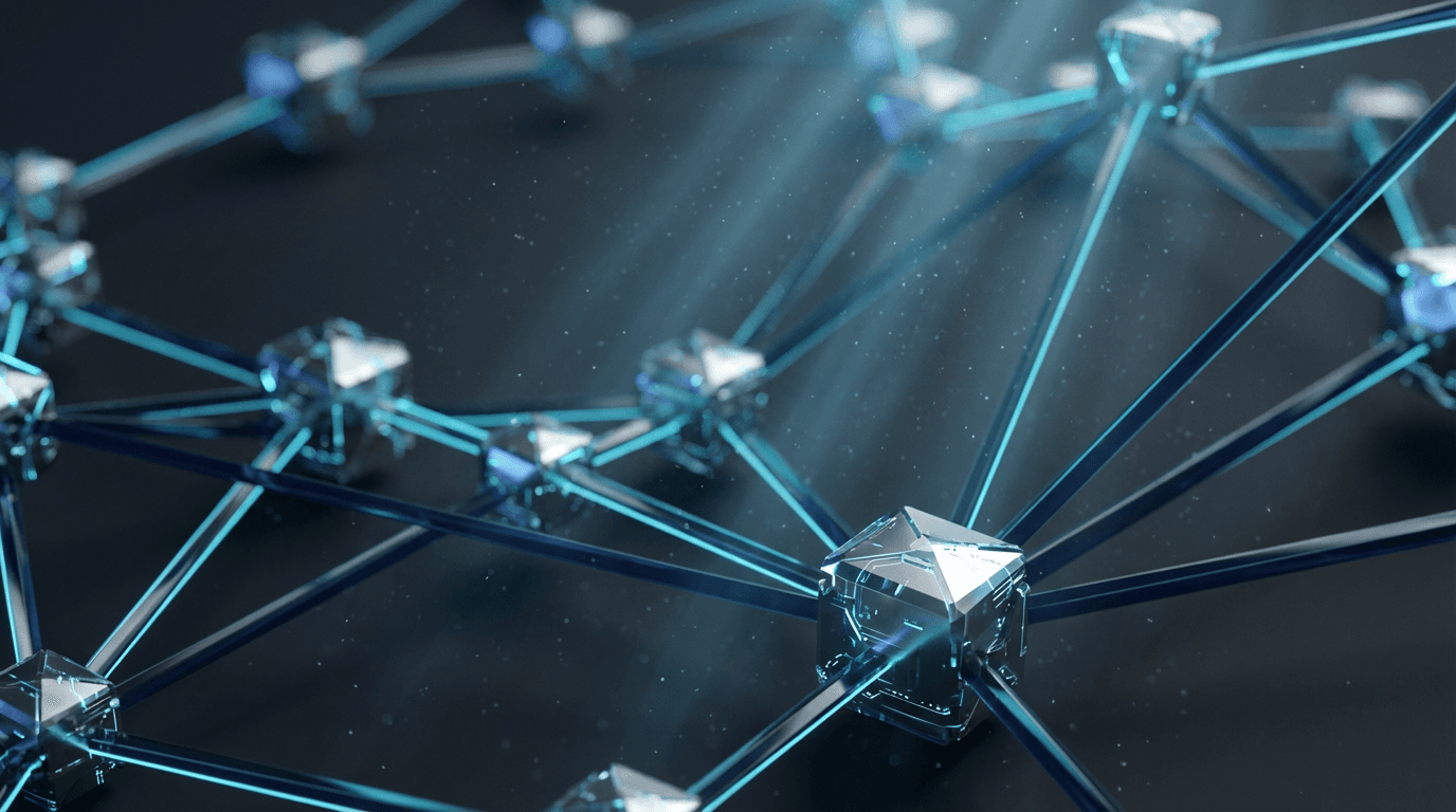 Satellite logistics data visualization with glowing emerald green network lines